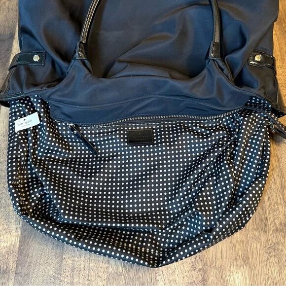 Kate Spade Bridgette Stevie Nylon Zippered Shoulder Bag Handbag Black Polka Dots - Picture 9 of 15